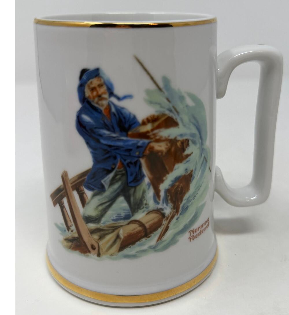 Norman Rockwell Museum Brewing The Storm Sailor on Stormy Ship Mug 1985
